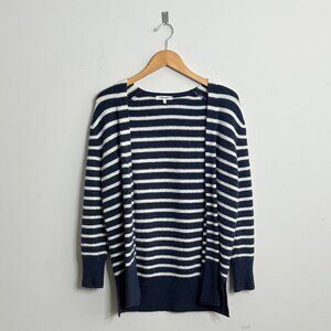 💙 Madewell Coziest Yarn Walker Longline Cardigan Navy Blue White Coastal XS